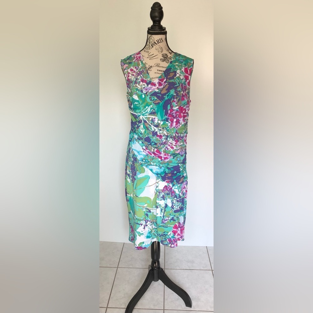 Tribal Brand Dress Multicoloured Pinks, Blues, Purple, Green, White  Size Medium